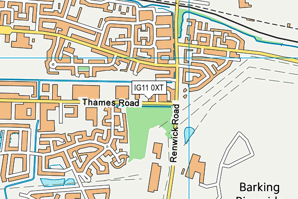 IG11 0XT map - OS VectorMap District (Ordnance Survey)