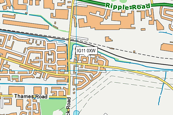 IG11 0XW map - OS VectorMap District (Ordnance Survey)