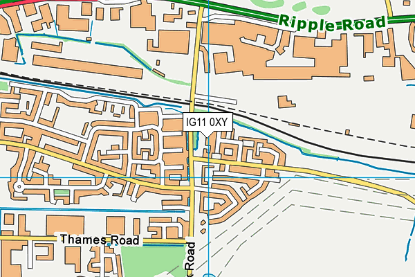 IG11 0XY map - OS VectorMap District (Ordnance Survey)