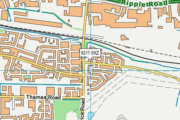 IG11 0XZ map - OS VectorMap District (Ordnance Survey)