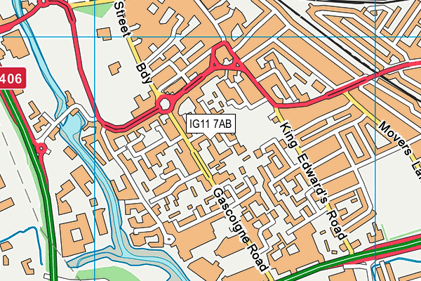 IG11 7AB map - OS VectorMap District (Ordnance Survey)