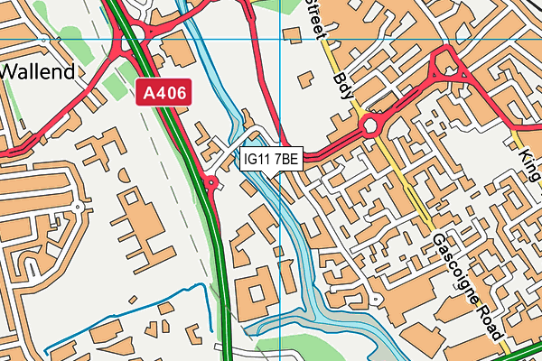 IG11 7BE map - OS VectorMap District (Ordnance Survey)