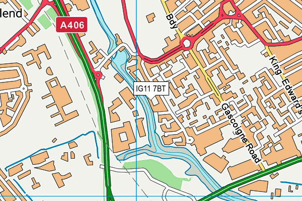 IG11 7BT map - OS VectorMap District (Ordnance Survey)