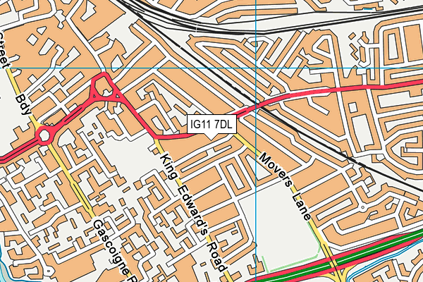 IG11 7DL map - OS VectorMap District (Ordnance Survey)