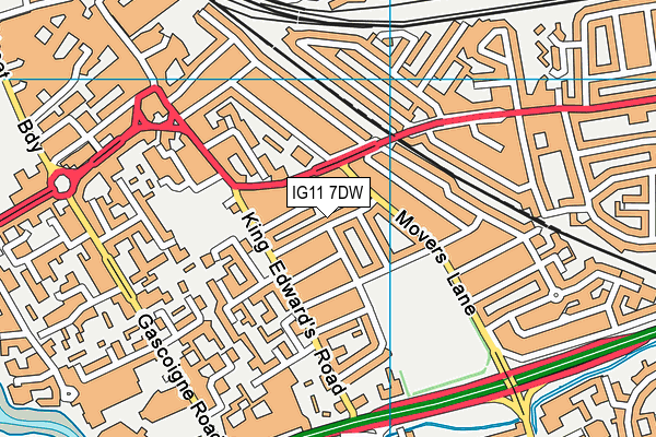 IG11 7DW map - OS VectorMap District (Ordnance Survey)