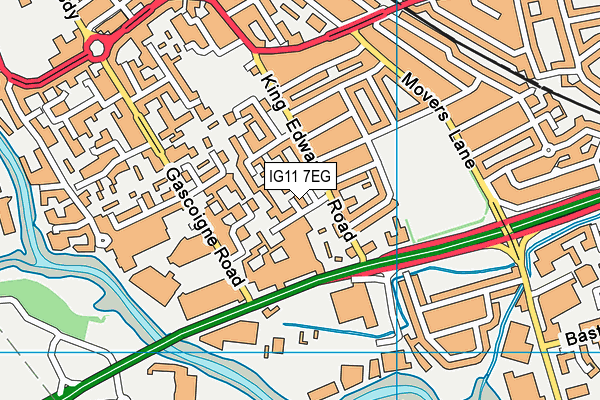 IG11 7EG map - OS VectorMap District (Ordnance Survey)