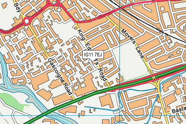 IG11 7EJ map - OS VectorMap District (Ordnance Survey)