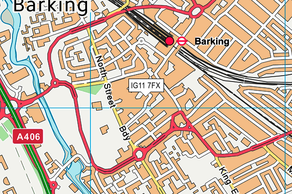 IG11 7FX map - OS VectorMap District (Ordnance Survey)