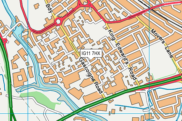IG11 7HX map - OS VectorMap District (Ordnance Survey)