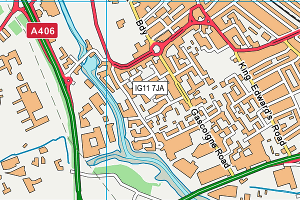 IG11 7JA map - OS VectorMap District (Ordnance Survey)