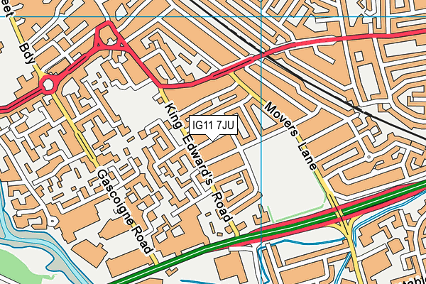 IG11 7JU map - OS VectorMap District (Ordnance Survey)