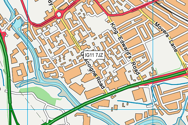IG11 7JZ map - OS VectorMap District (Ordnance Survey)