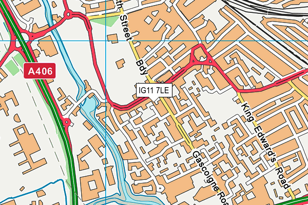 IG11 7LE map - OS VectorMap District (Ordnance Survey)
