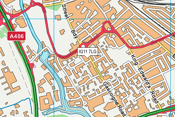 IG11 7LG map - OS VectorMap District (Ordnance Survey)