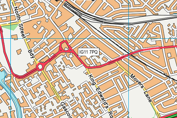 IG11 7PQ map - OS VectorMap District (Ordnance Survey)