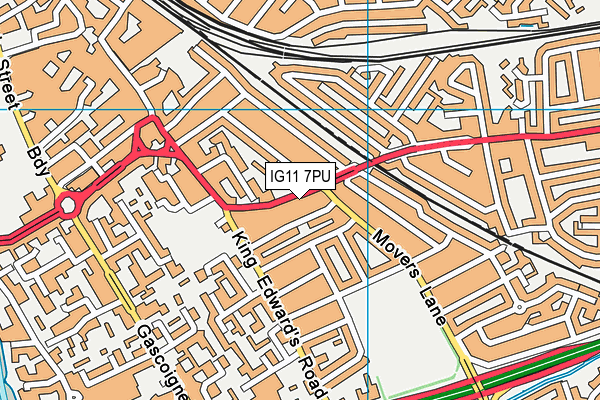 IG11 7PU map - OS VectorMap District (Ordnance Survey)