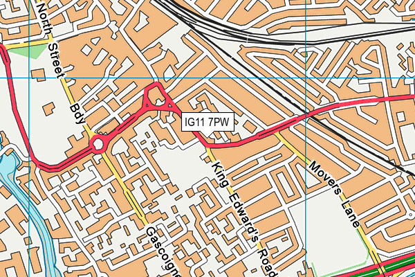 IG11 7PW map - OS VectorMap District (Ordnance Survey)
