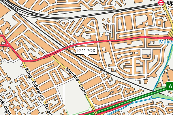 IG11 7QX map - OS VectorMap District (Ordnance Survey)