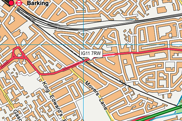 IG11 7RW map - OS VectorMap District (Ordnance Survey)