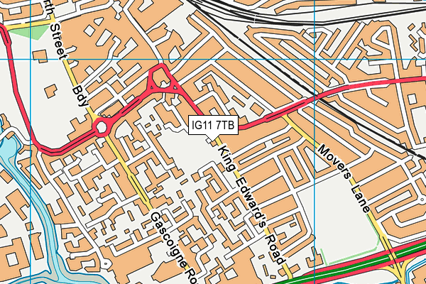 IG11 7TB map - OS VectorMap District (Ordnance Survey)