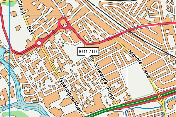 IG11 7TD map - OS VectorMap District (Ordnance Survey)
