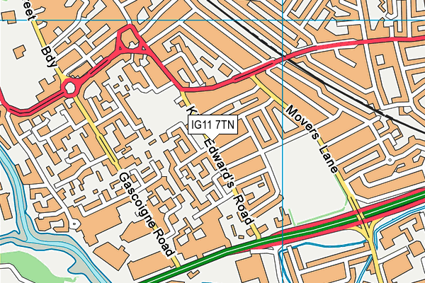 IG11 7TN map - OS VectorMap District (Ordnance Survey)