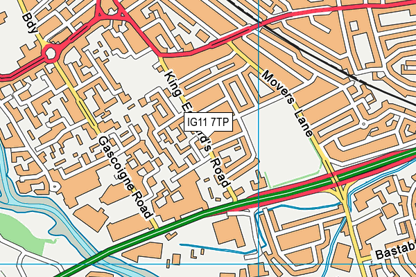IG11 7TP map - OS VectorMap District (Ordnance Survey)