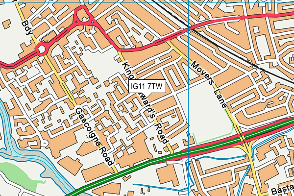 IG11 7TW map - OS VectorMap District (Ordnance Survey)