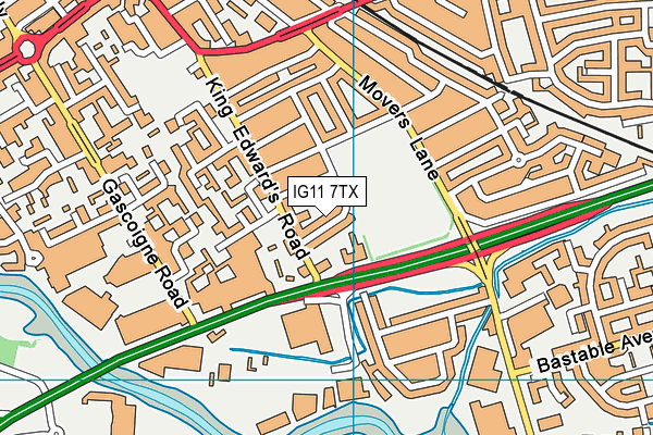 IG11 7TX map - OS VectorMap District (Ordnance Survey)