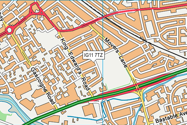 IG11 7TZ map - OS VectorMap District (Ordnance Survey)