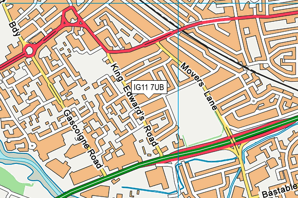 IG11 7UB map - OS VectorMap District (Ordnance Survey)