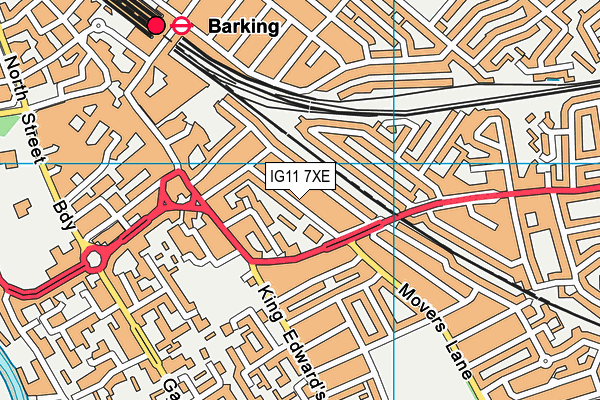 IG11 7XE map - OS VectorMap District (Ordnance Survey)