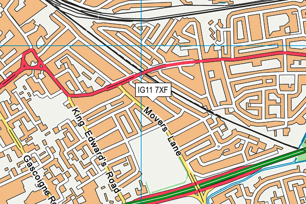 IG11 7XF map - OS VectorMap District (Ordnance Survey)