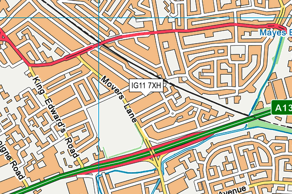 IG11 7XH map - OS VectorMap District (Ordnance Survey)
