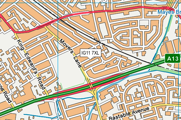 IG11 7XL map - OS VectorMap District (Ordnance Survey)