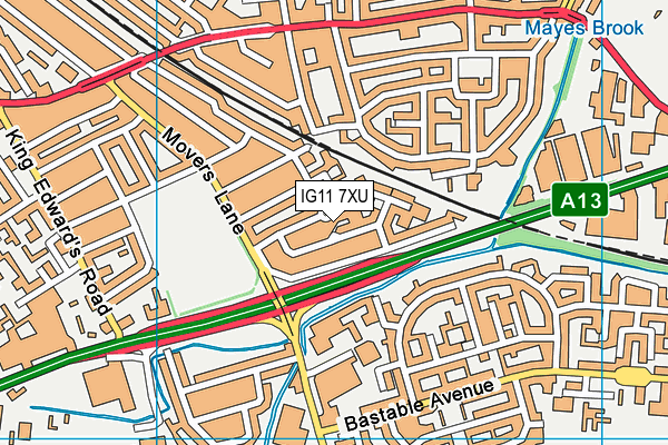 IG11 7XU map - OS VectorMap District (Ordnance Survey)
