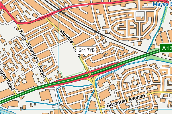 IG11 7YB map - OS VectorMap District (Ordnance Survey)