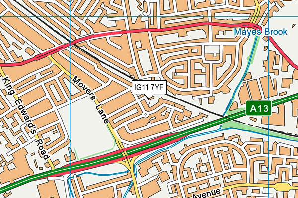 IG11 7YF map - OS VectorMap District (Ordnance Survey)