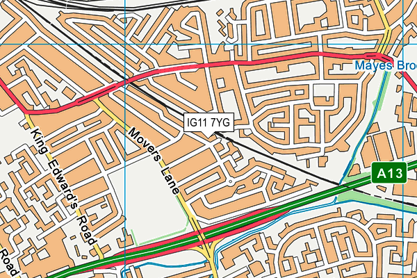 IG11 7YG map - OS VectorMap District (Ordnance Survey)