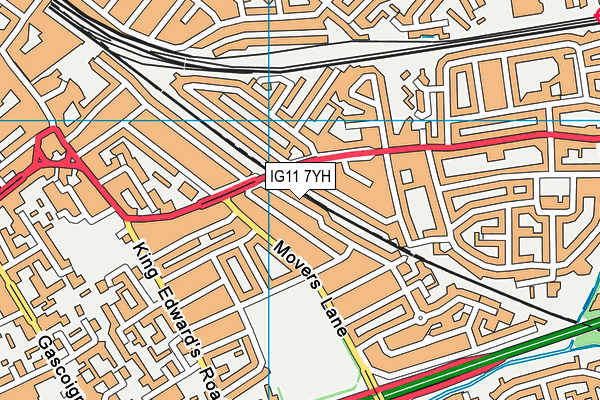 IG11 7YH map - OS VectorMap District (Ordnance Survey)