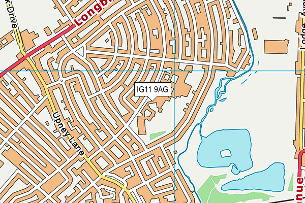 Barking Abbey School (Sandringham Campus) map (IG11 9AG) - OS VectorMap District (Ordnance Survey)