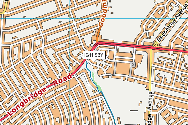 IG11 9BY map - OS VectorMap District (Ordnance Survey)