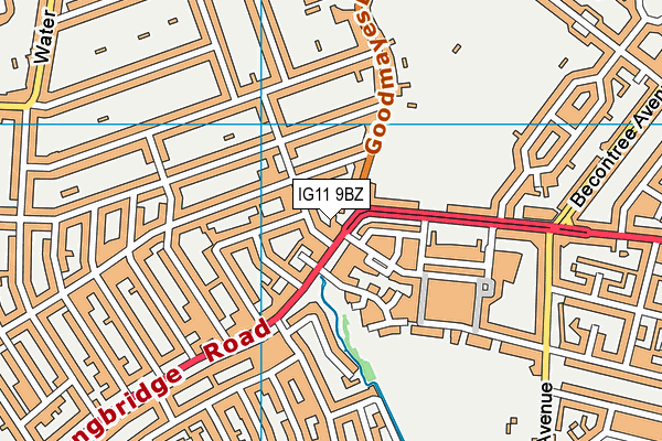 IG11 9BZ map - OS VectorMap District (Ordnance Survey)