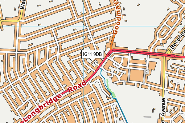 IG11 9DB map - OS VectorMap District (Ordnance Survey)
