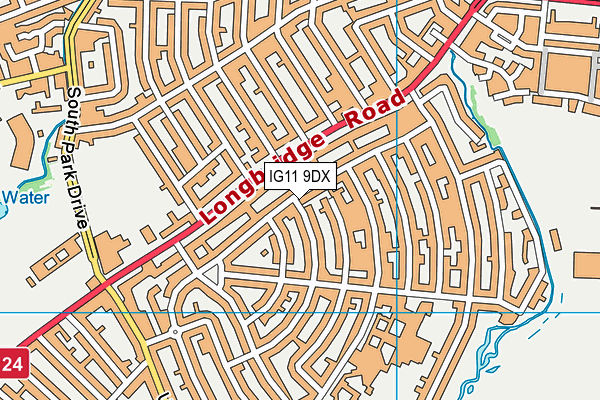 IG11 9DX map - OS VectorMap District (Ordnance Survey)