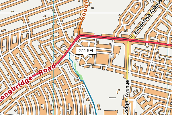 IG11 9EL map - OS VectorMap District (Ordnance Survey)