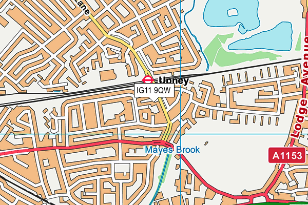 IG11 9QW map - OS VectorMap District (Ordnance Survey)
