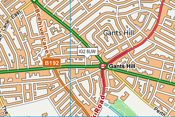 IG2 6UW map - OS VectorMap District (Ordnance Survey)