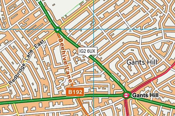 IG2 6UX map - OS VectorMap District (Ordnance Survey)