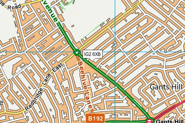 IG2 6XB map - OS VectorMap District (Ordnance Survey)